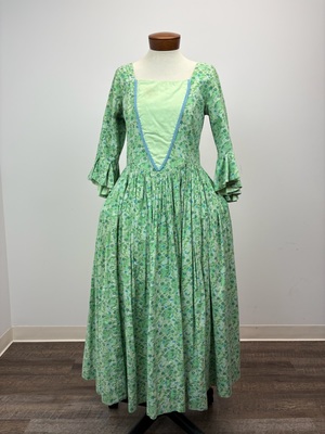 18th Century Green Floral Calico Gown