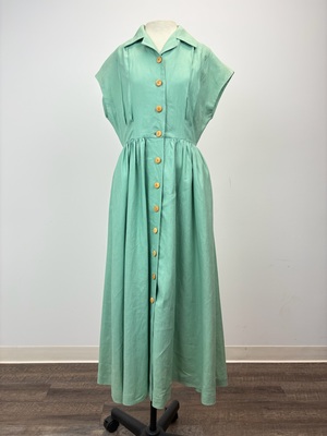 1950s Mint Green Shirtwaist Day Dress with Full Skirt