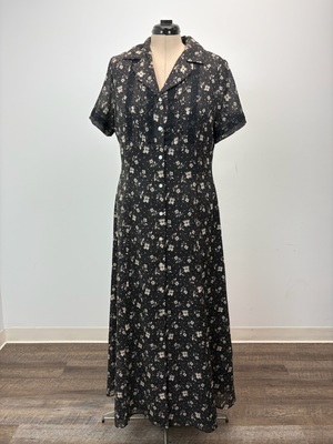 1930s Black and Beige Shirtdress