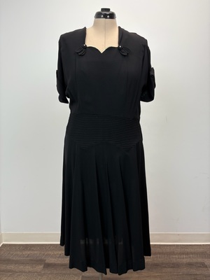 1930s Black Rayon Cocktail Dress