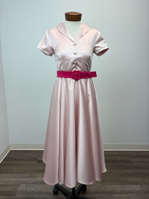 1950s Pale Pink Taffeta Day Dress
