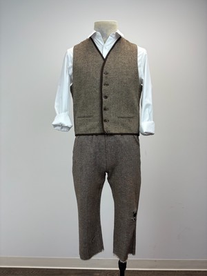 Brown Houndstooth Newsies-Style Vest with Dark Trim and Coordinated Ensemble Options
