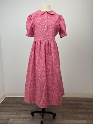 Victorian Floral Dusty Rose Puff Sleeve Cotton Day Dress 