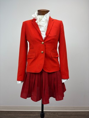 Women's Tomato Red Jacket and Skirt Ensemble 