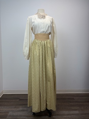 Victorian Blouse, Tan Flower Skirt and Camel Waisband