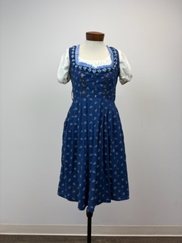 Vintage Blue and White Floral Print Dirndl