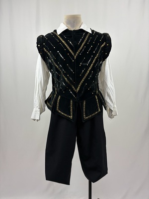 Black Velvet Aristocratic Renaissance Jerkin Costume Rental