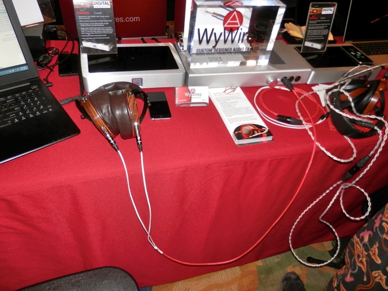 WyWires' new Red-series headphone cables (shown here with an Audeze planar magnetic headphone) were in evidence all over the CAN-JAM demo areas