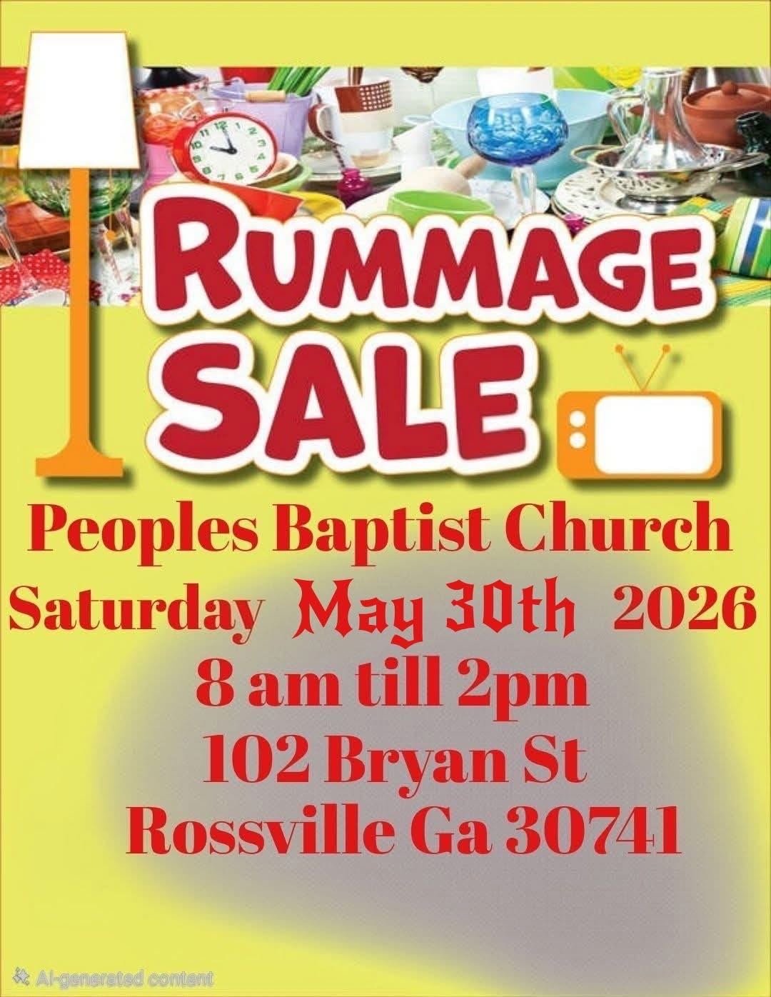 Rummage Sale- Peoples Baptist Church photo