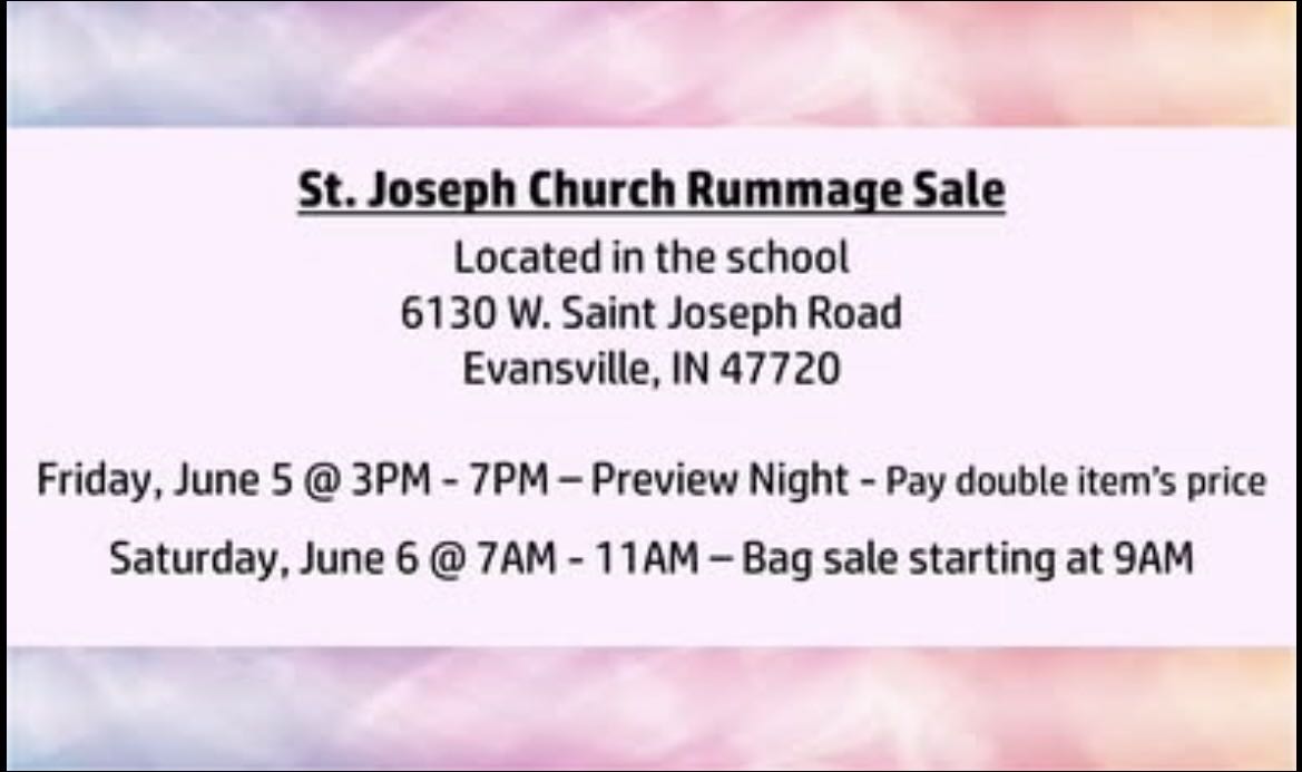 St. Joseph Church Rummage Sale - Friday, June 5 @ 3PM - 7PM & Saturday, June 6 @ 7AM - 11AM photo