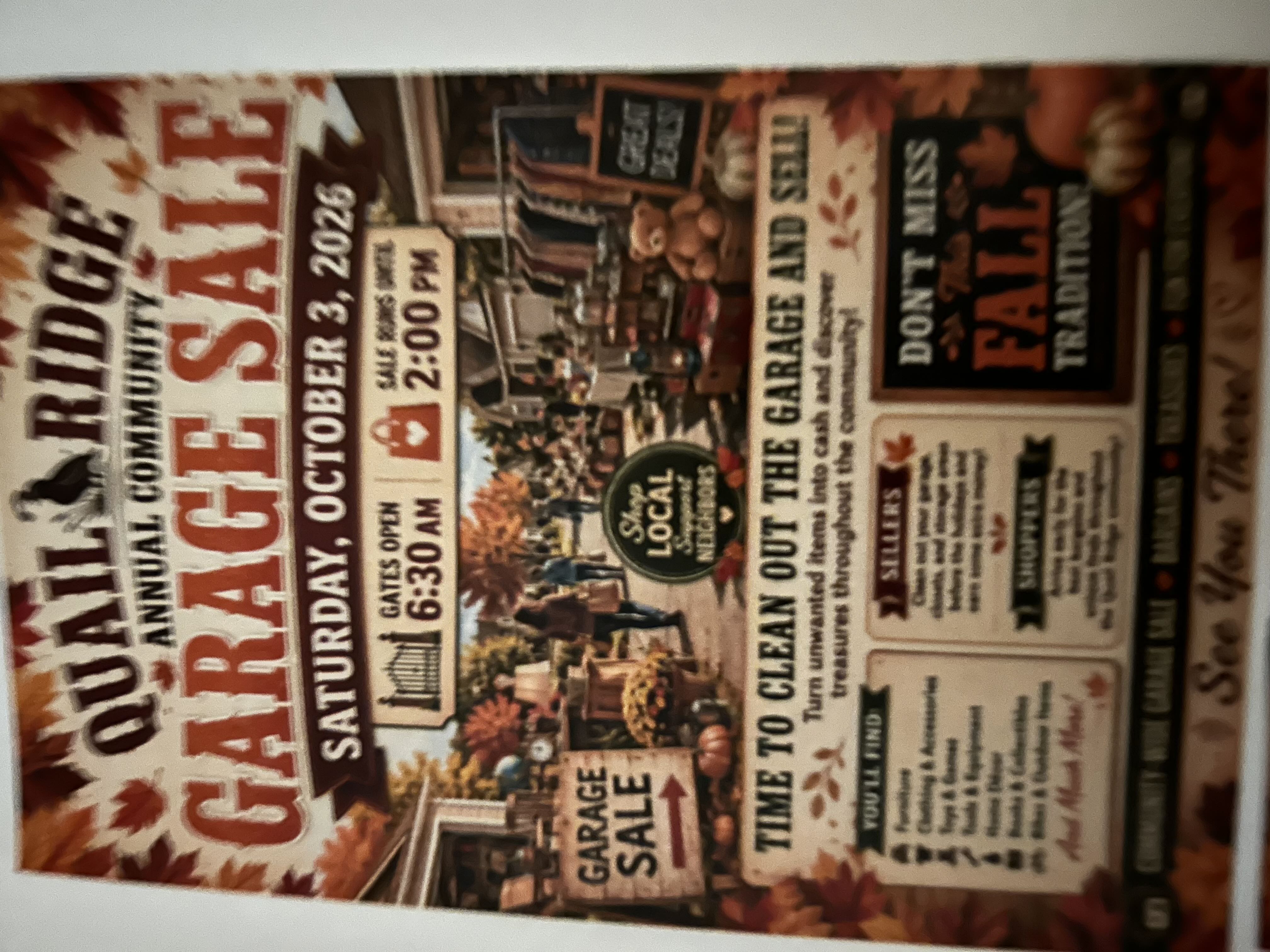 Quail Ridge community Garage sale
