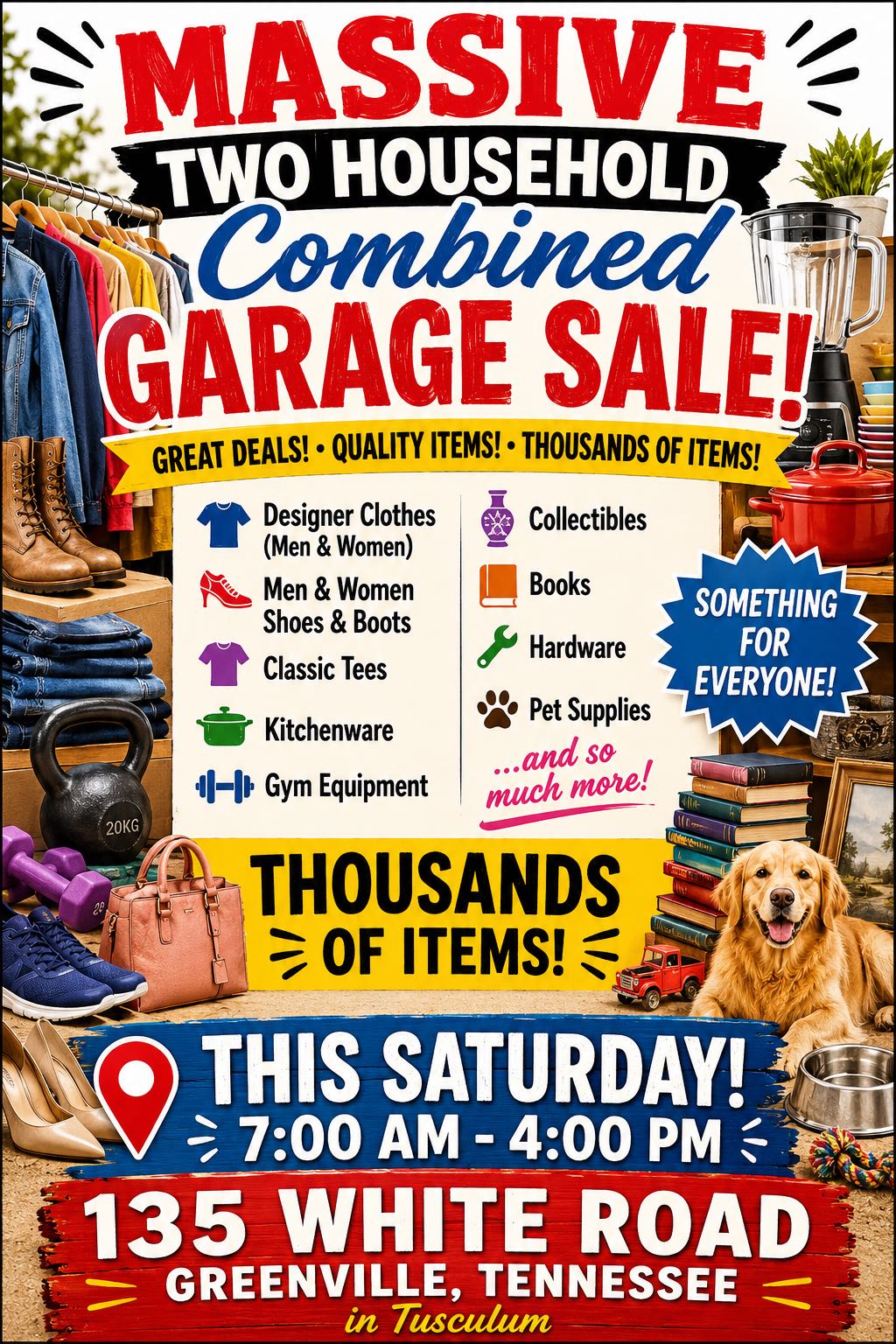 massive garage sale , 2 households combined , 1000’s of items photo