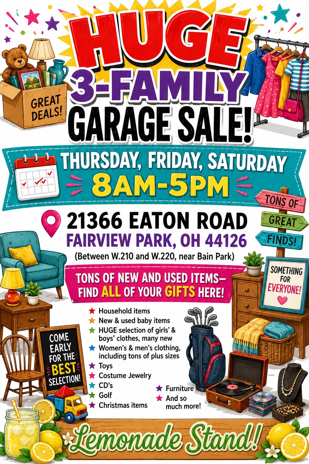 Fairview park 3 family garage sale photo
