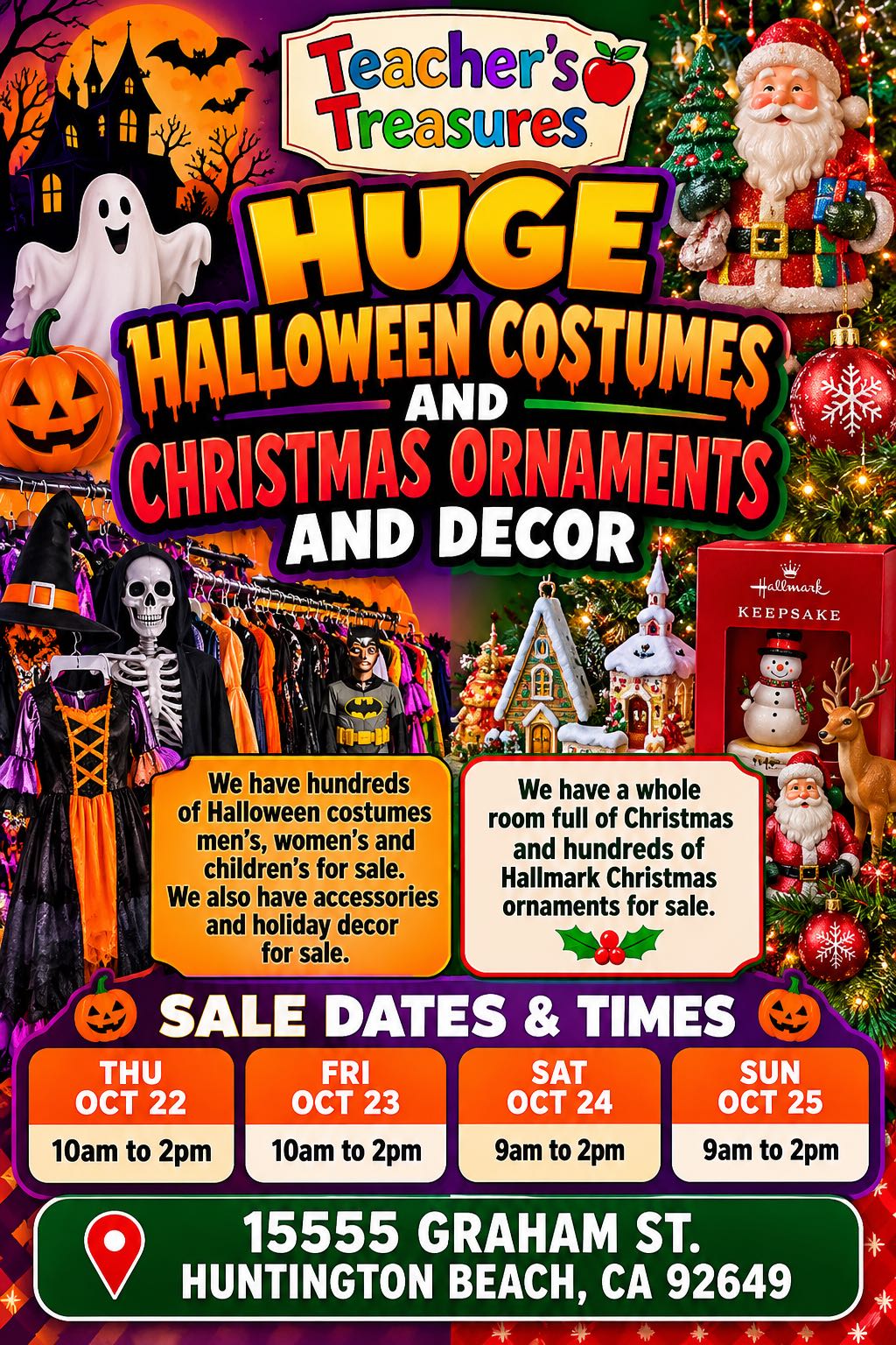 💀👻🎃HUGE HALLOWEEN AND CHRISTMAS SALE, COSTUMES ORNAMENTS, AND MORE!
