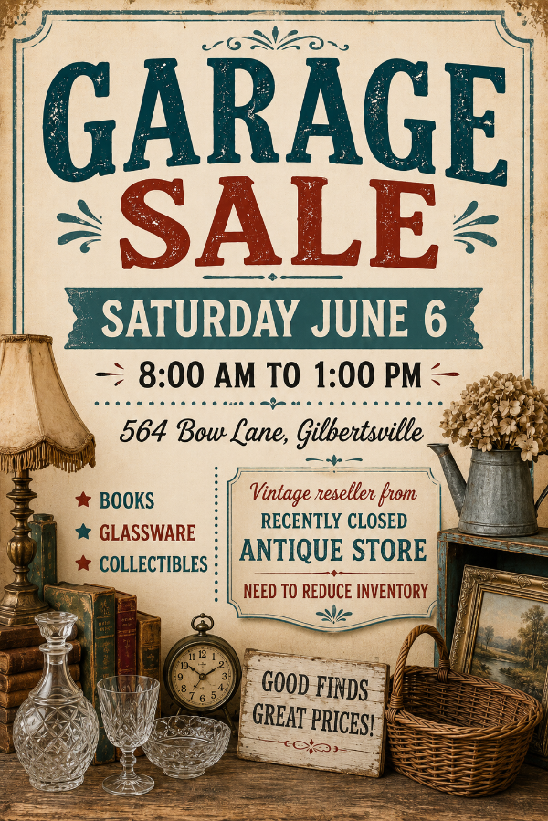 Garage Sale! 8 am to 1 pm