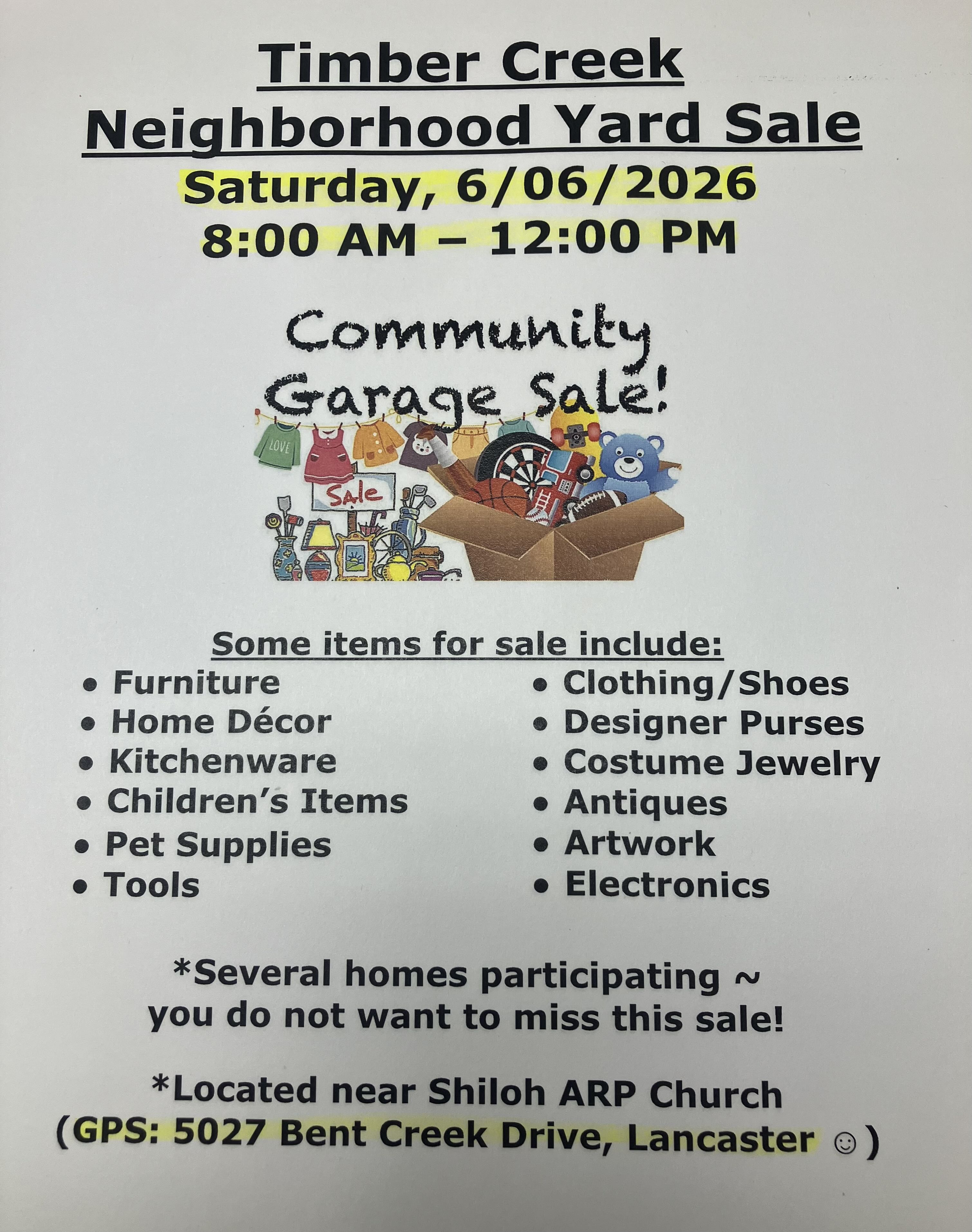 Community Yard Sale ~ Timber Creek (Lancaster, SC) photo