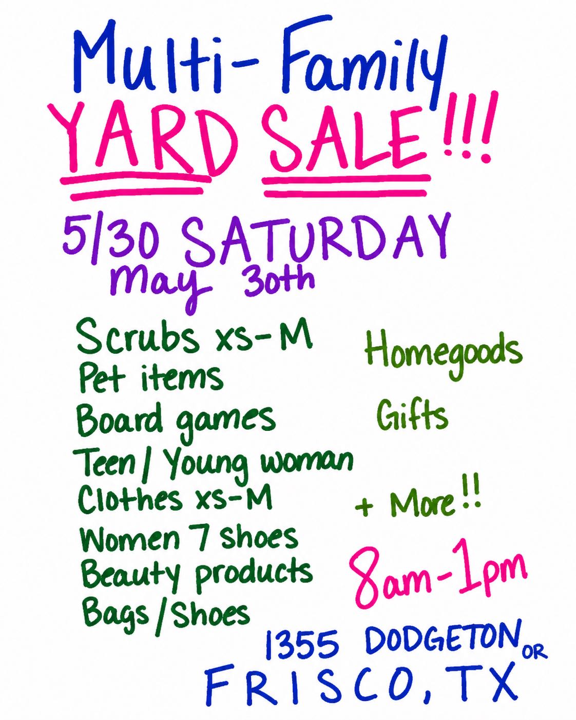 MULTI-FAMILY YARD SALE!!!!