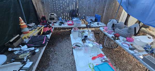 Lemonade Stand with Free Garage Sale Stuff photo