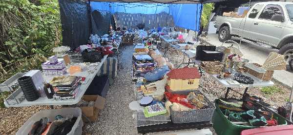 Lemonade Stand with Free Garage Sale Stuff photo