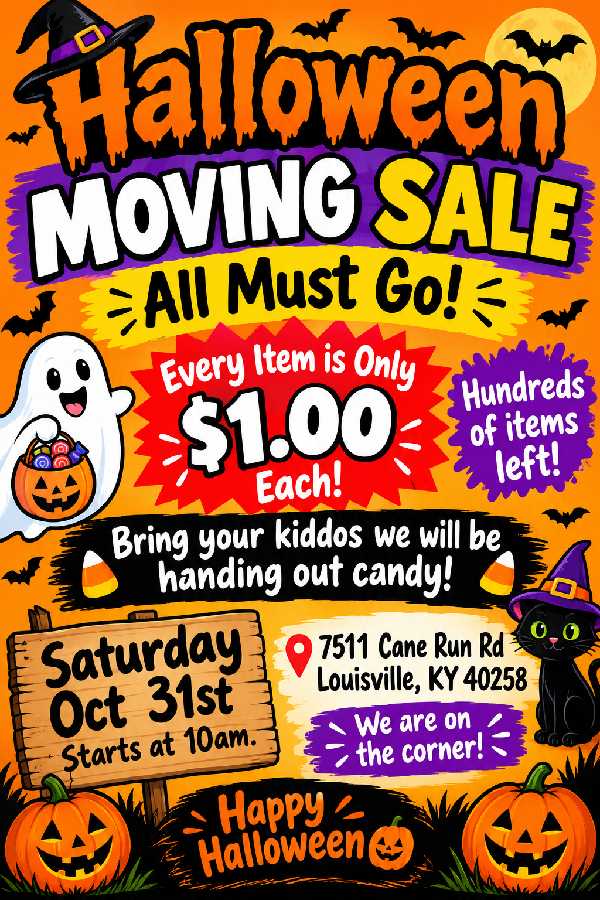 HALLOWEEN MOVING SALE