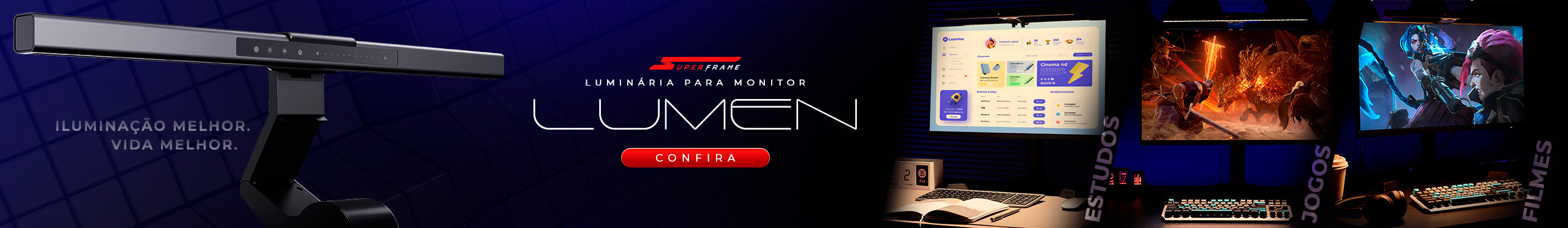 Luminária Para Monitor | SuperFrame Lumen - Melhor Iluminação. Vem ver!