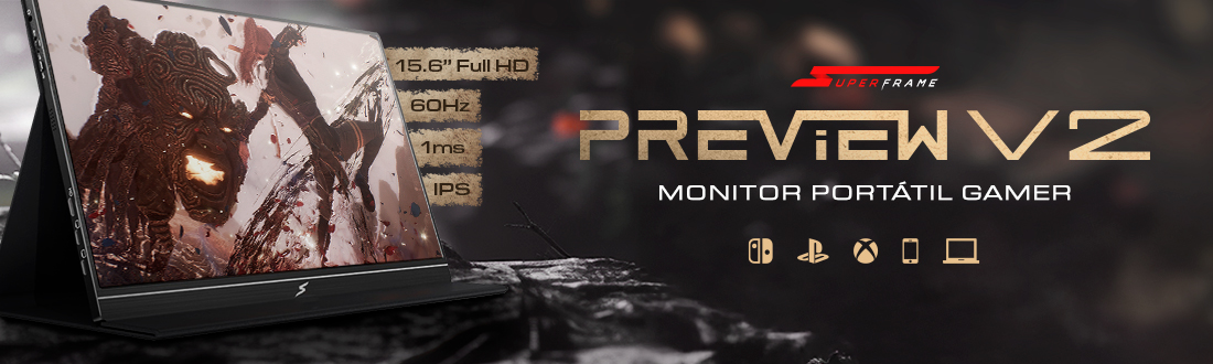 Monitor Portátil SuperFrame PreView V2 | Maior qualidade de imagem e imersão. Clica!