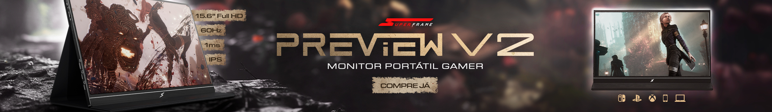 Monitor Portátil SuperFrame PreView V2 | Maior qualidade de imagem e imersão. Clica!