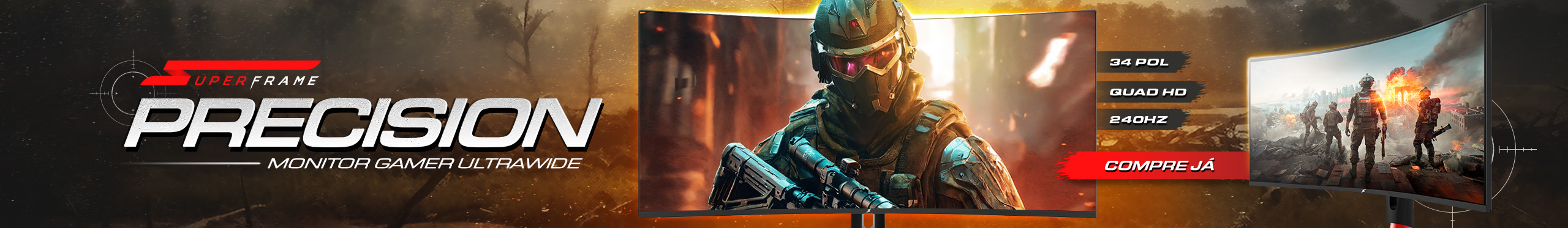 Monitor SuperFrame Precision 34 Pol | Sinta a verdadeira imersão. Clica!