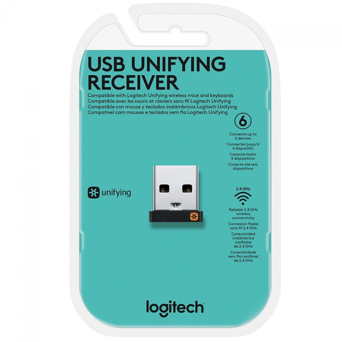 Adaptador Bluetooth Logitech Unifying, USB, Bluetooth 3.0, 2,4 GHz, Preto, 910-005235