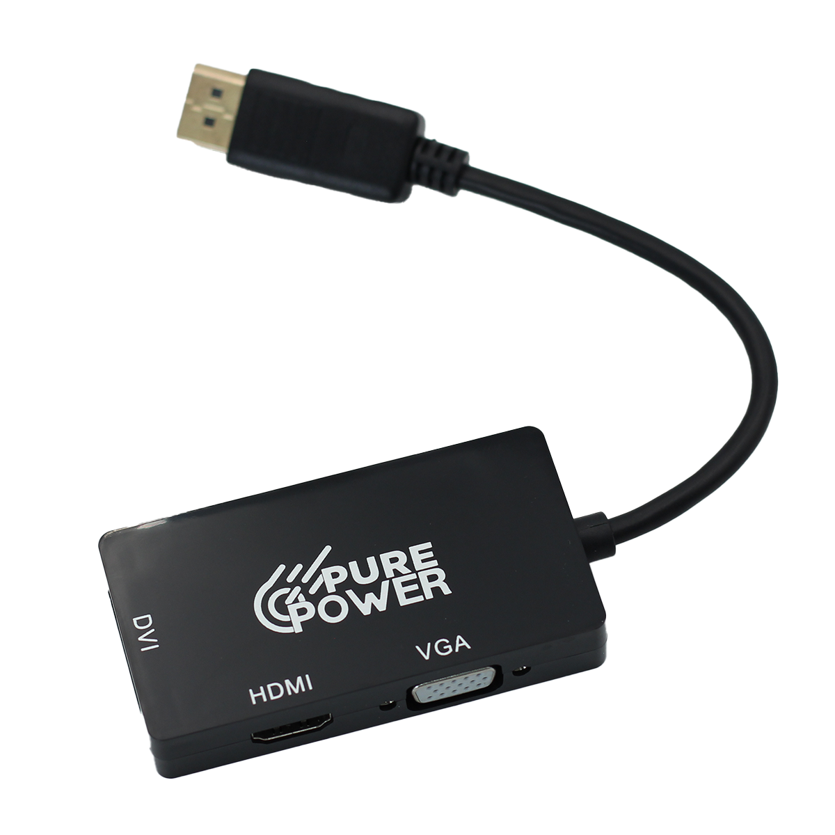 Adaptador DisplayPort para HDMI + VGA + DVI 15cm, Pure Power 