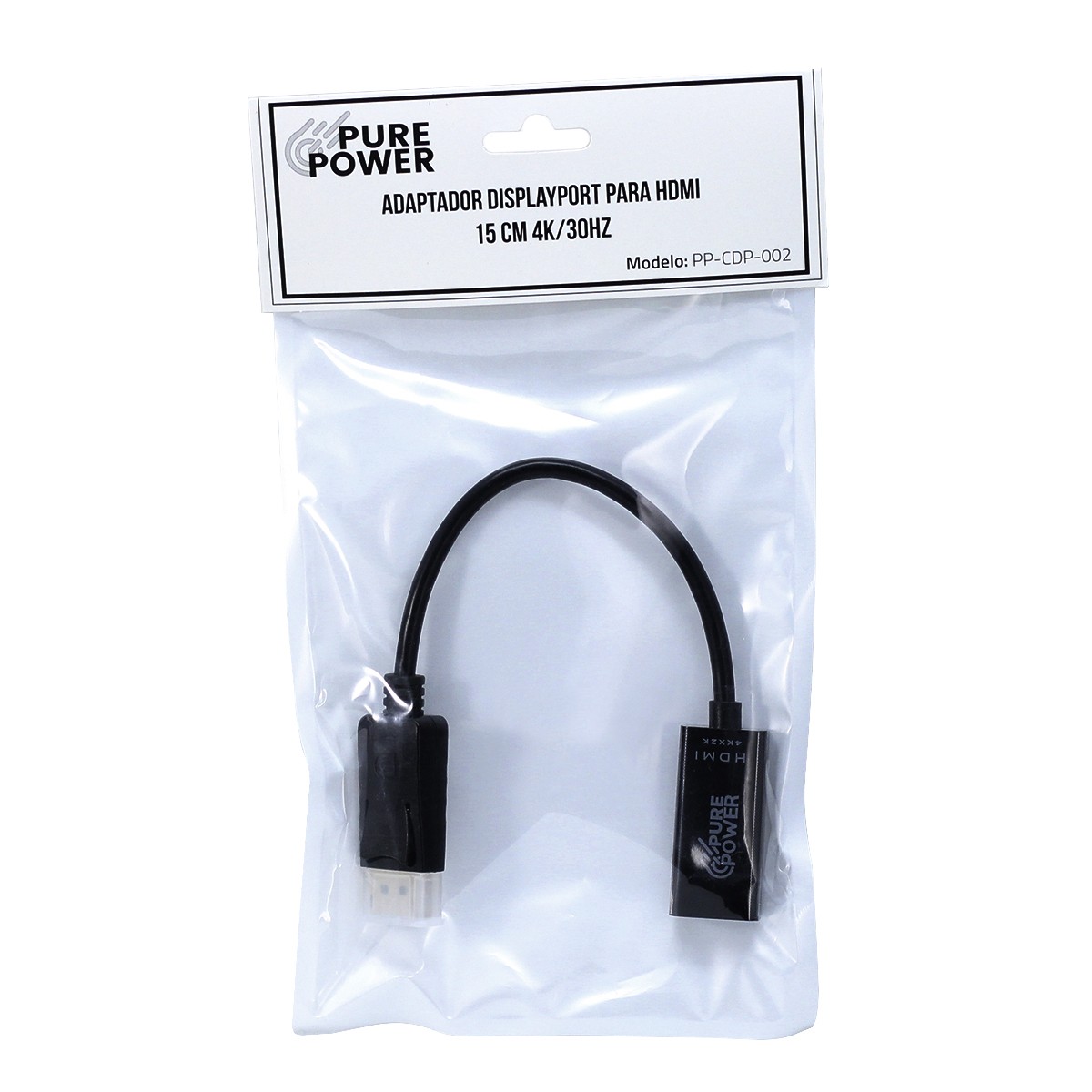 Adaptador DisplayPort para HDMI, 15cm, 4K/30HZ, Pure Power, PP-CDP-002