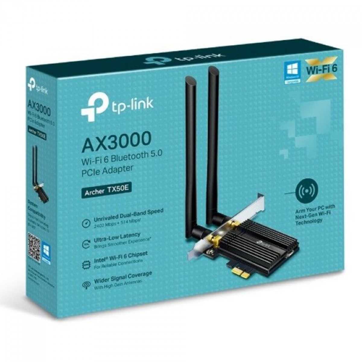 Adaptador TP-Link PCi-Express Wi-Fi 6 AX3000, Dual Band, 2,5/5Ghz, Bluetooth 5.0, Archer TX50E