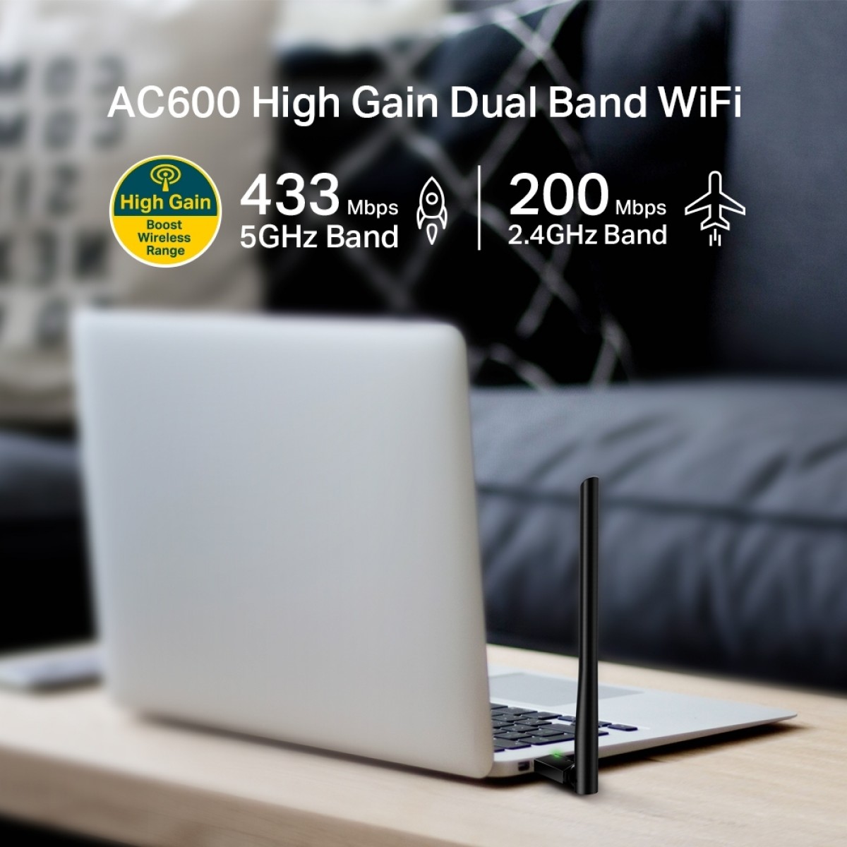 Adaptador Wireless Tp-Link, USB, Dual Band, AC600, Archer T2U Plus