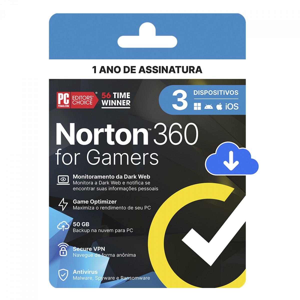 Antivírus Norton 360 For Gamers, 3 Dispositivos, 12 Meses, Digital para Download, 21430713