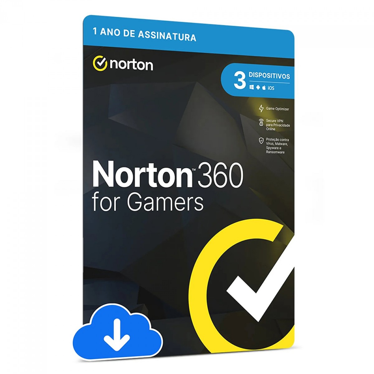 Antivírus Norton 360 Gamers, 3 Dispositivos, 12 Meses ESD, Digital para Download, 21415189