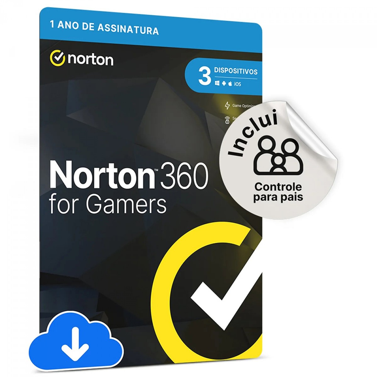 Antivírus Norton 360 Gamers, 3 Dispositivos, 12 Meses ESD, Digital para Download, 21415189