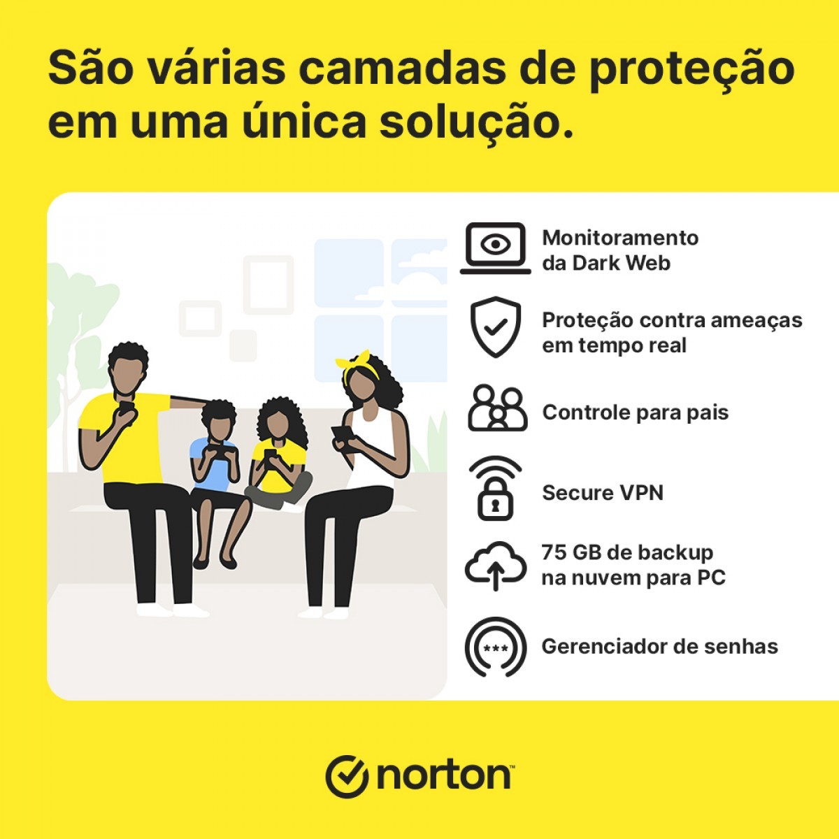 Antivírus Norton 360 Premium, 10 Dispositivos, 12 Meses, Digital para Download, 21414573