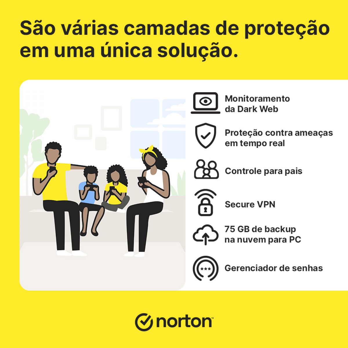 Antivírus Norton 360 Premium, 10 Dispositivos, 12 Meses, Digital para Download, 21430780