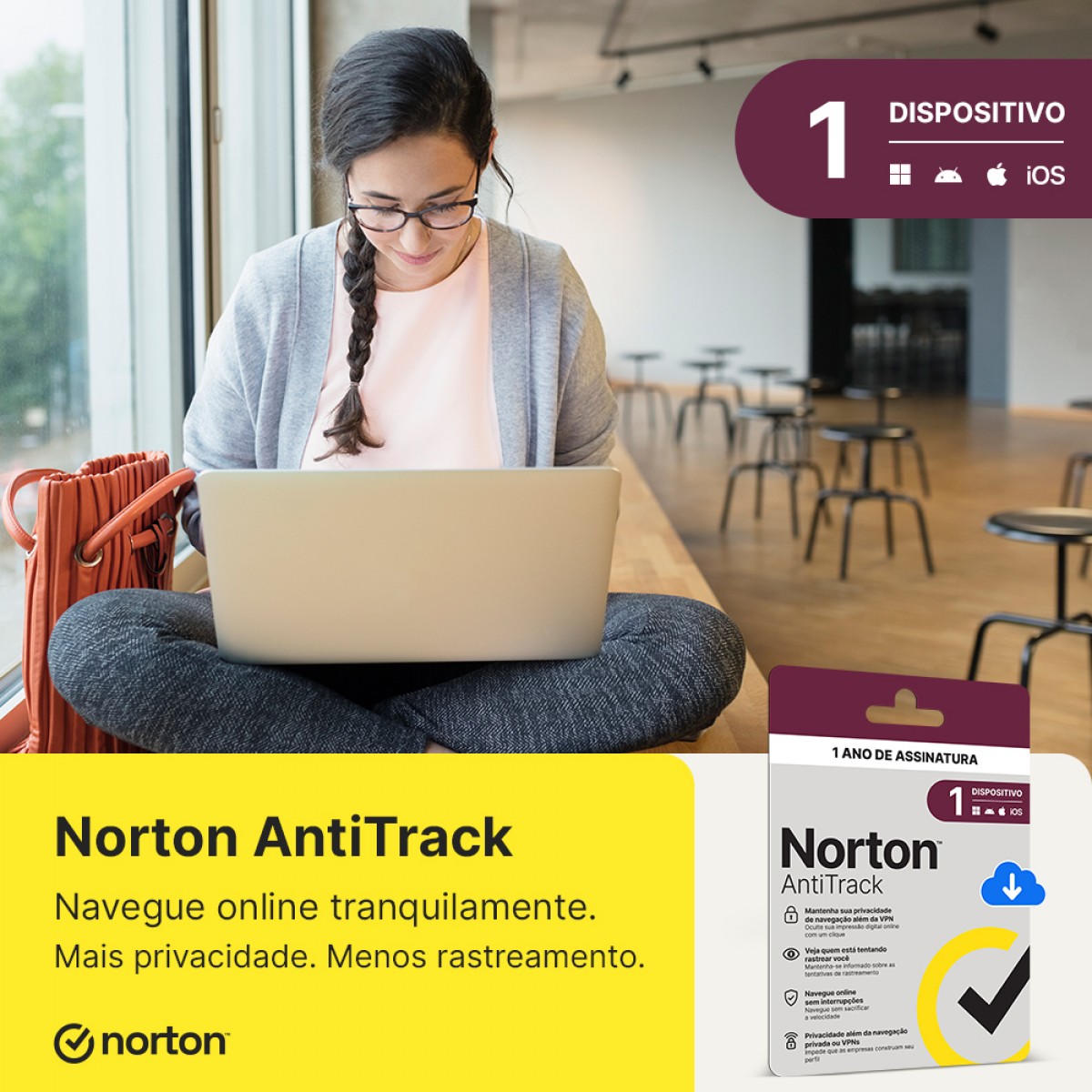Antivírus Norton Antitrack, 1 Dispositivo, 12 Meses ESD, Digital para Download, 21430261