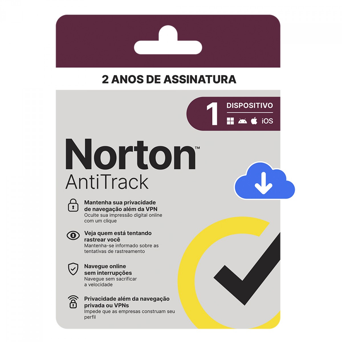 Antivírus Norton Antitrack, 1 Dispositivo, 24 Meses ESD, Digital para Download, 21430289