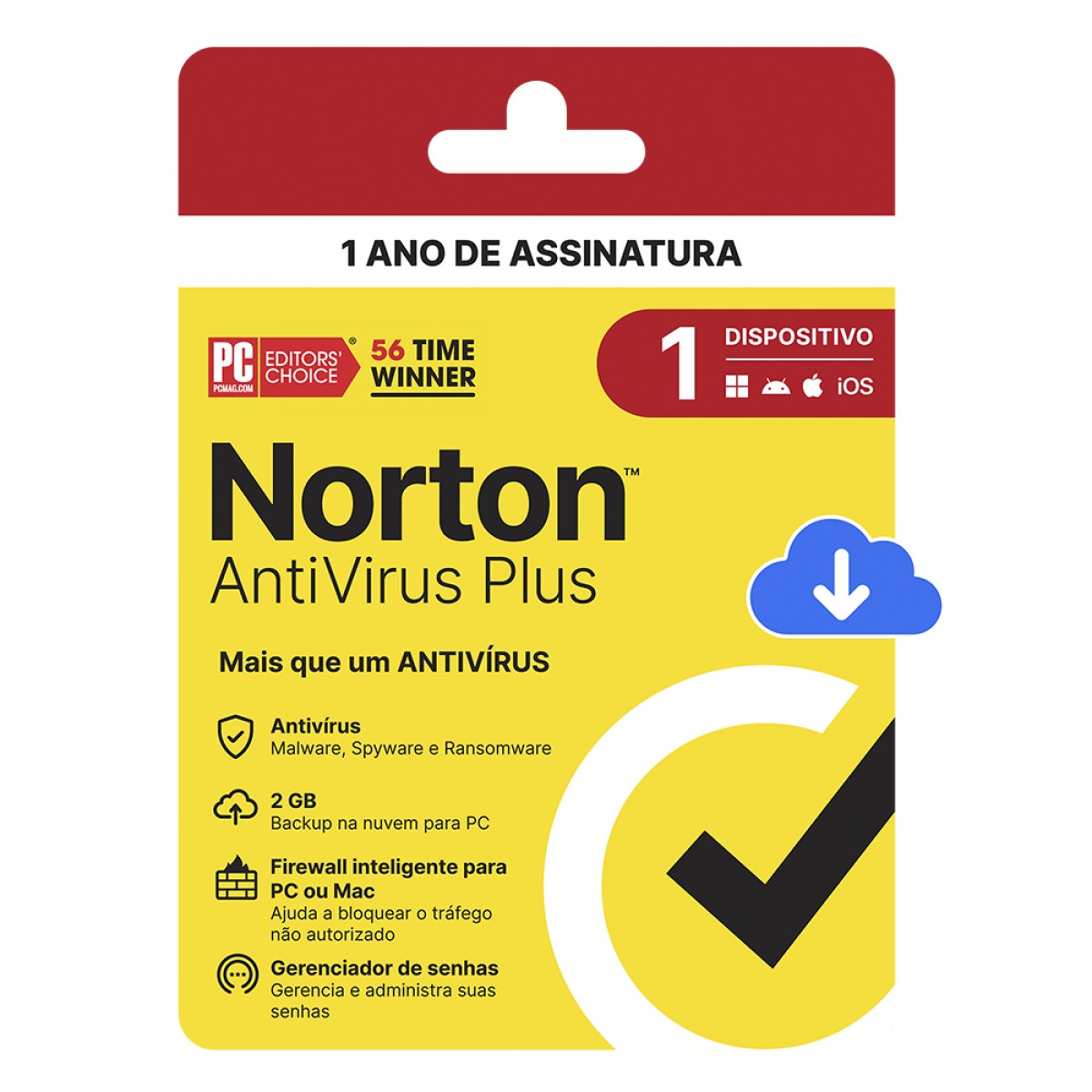 Antivírus Norton Plus, 1 Dispositivos, 12 Meses, Digital para Download, 21430742