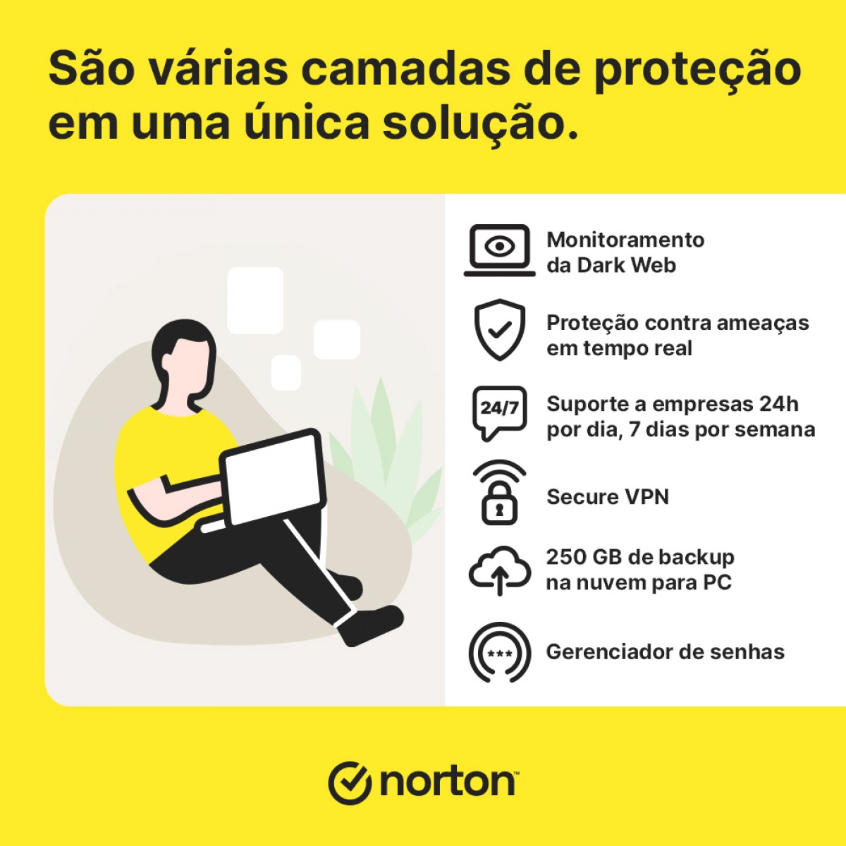 Antivírus Norton Small Business 250GB, 10 Dispositivos, 12 Meses ESD, Digital para Download, 21460352