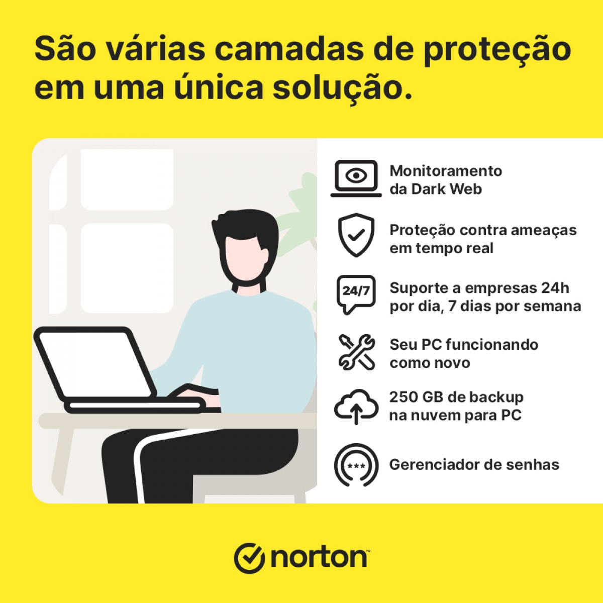 Antivírus Norton Small Business 250GB, 20 Dispositivos, 12 Meses ESD, Digital para Download, 21460349
