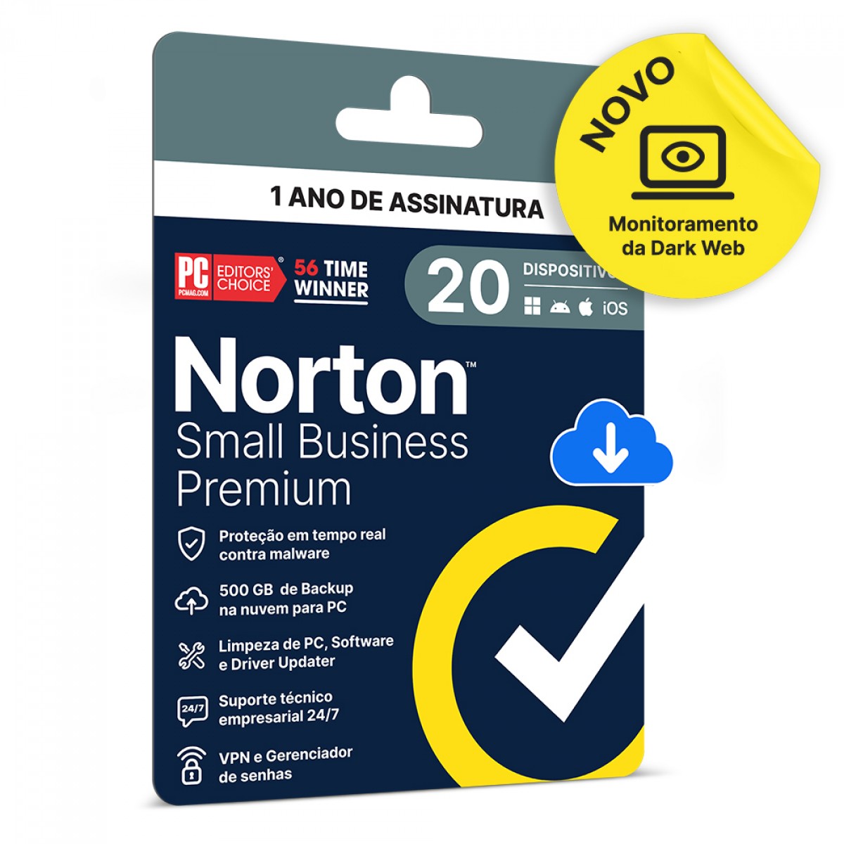 Antivírus Norton Small Business Premium 500GB, 20 Dispositivos, 12 Meses ESD, Digital para Download, 21460295