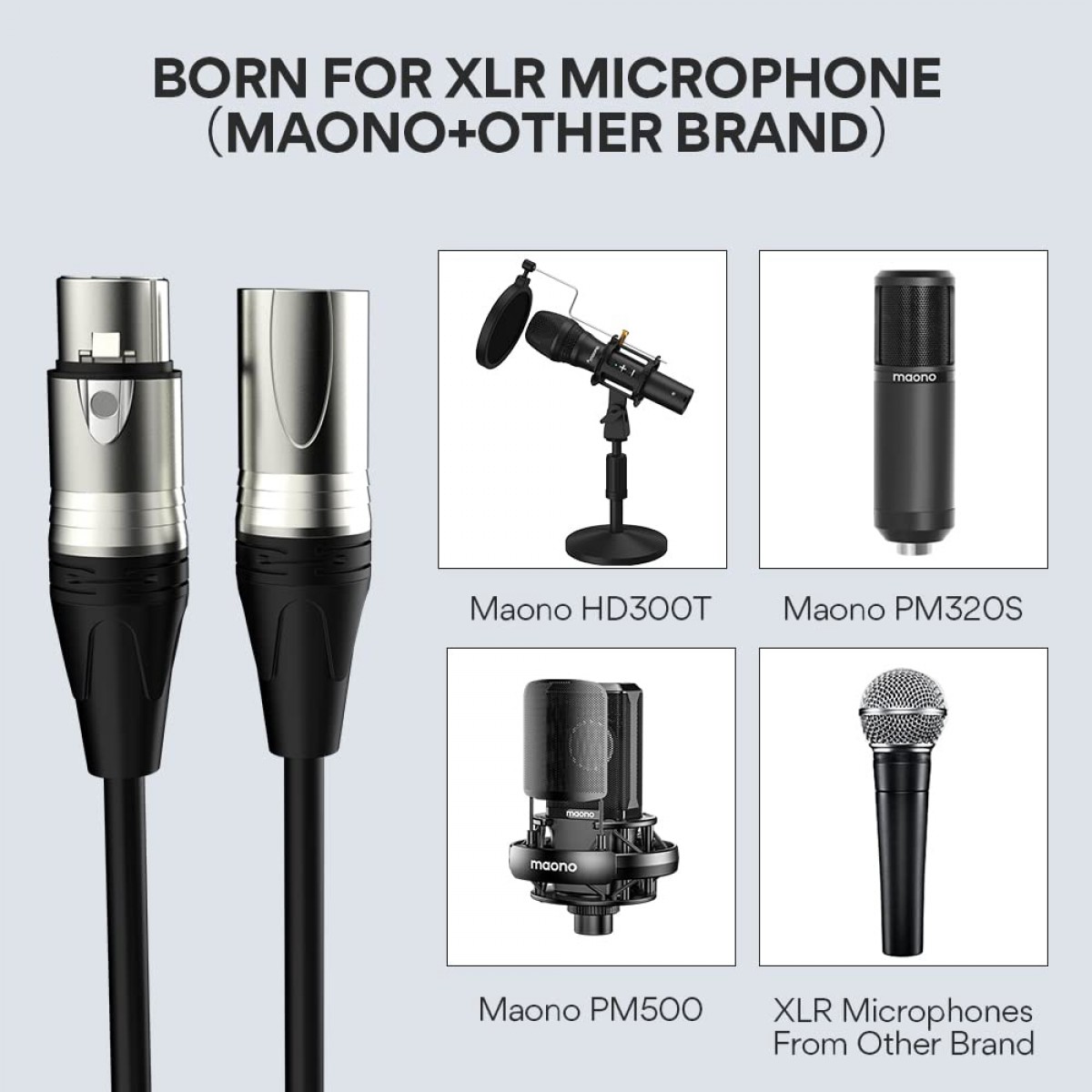 Cabo de microfone XLR Maono XLR-180, Preto