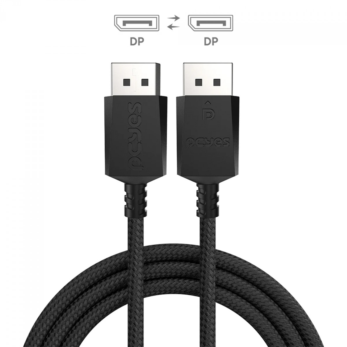 Cabo DisplayPort 2.1 PCYes, 8K, 60Hz, 3D, 2 Metros, Cabo de Nylon, PDPN2-2