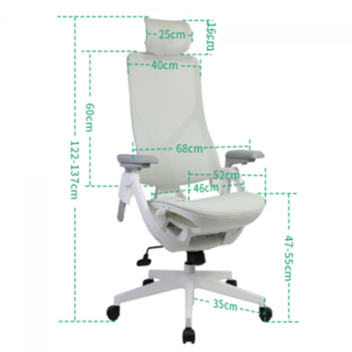 Cadeira de Escritório Dr. Office Adapt, Ajustável, Mesh, 3D, Reclinável, Branca, DR-CH-ADR4DWF