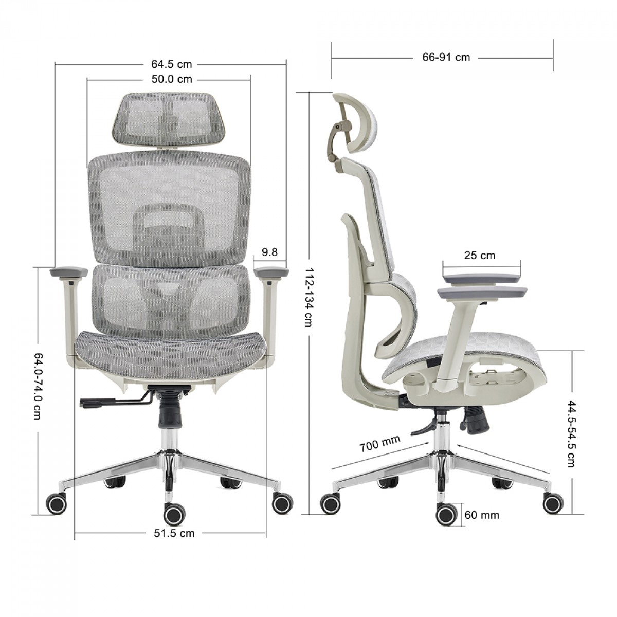 Cadeira de Escritório Dr. Office Business Pro, Cinza, Mesh, 3D, Altura Ajustável, DR-CH-BPR3DGH