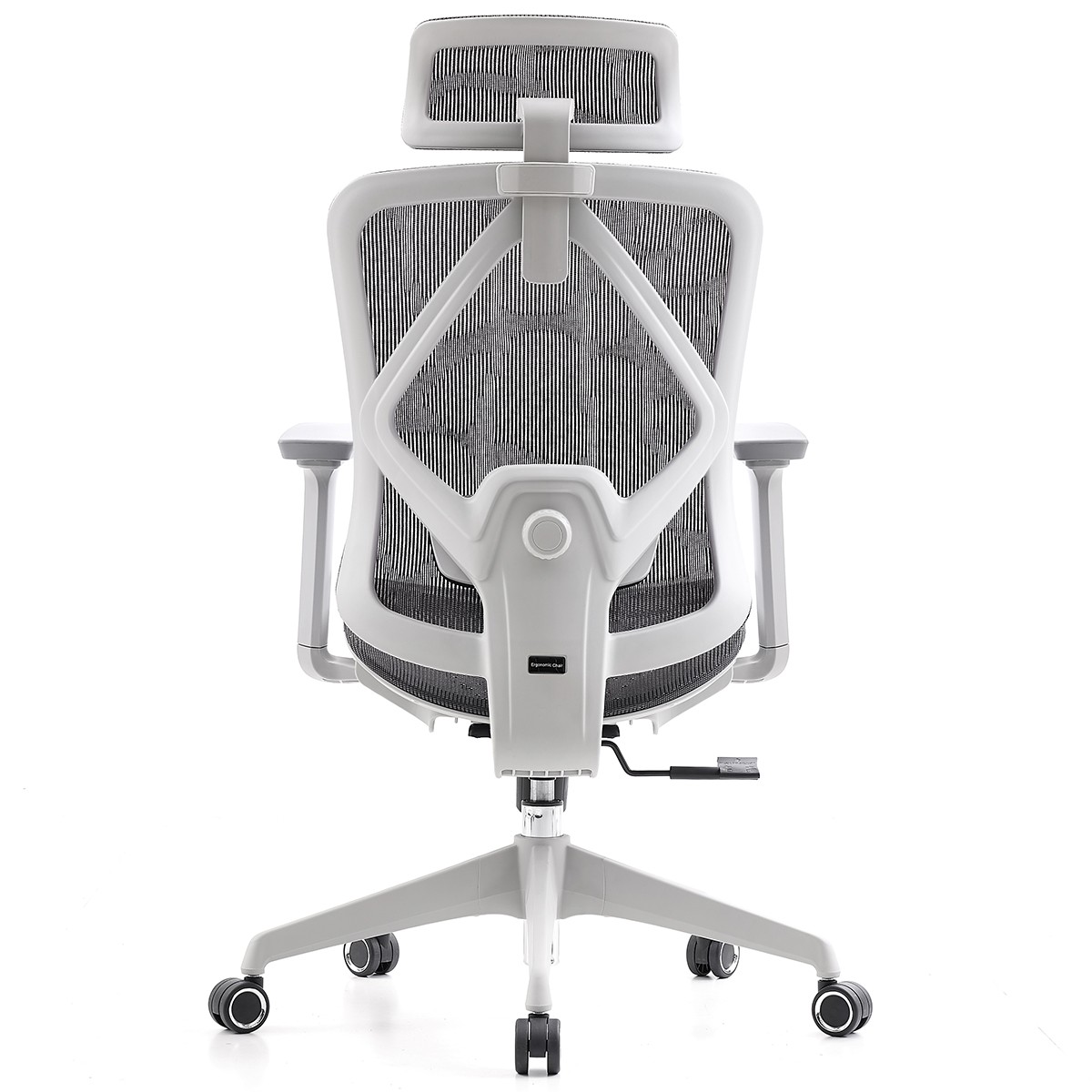 Cadeira de Escritório Dr. Office Ergo, Mesh, 3D, Altura Ajustável, Branco e Cinza, DR-CH-EGR3DWGF