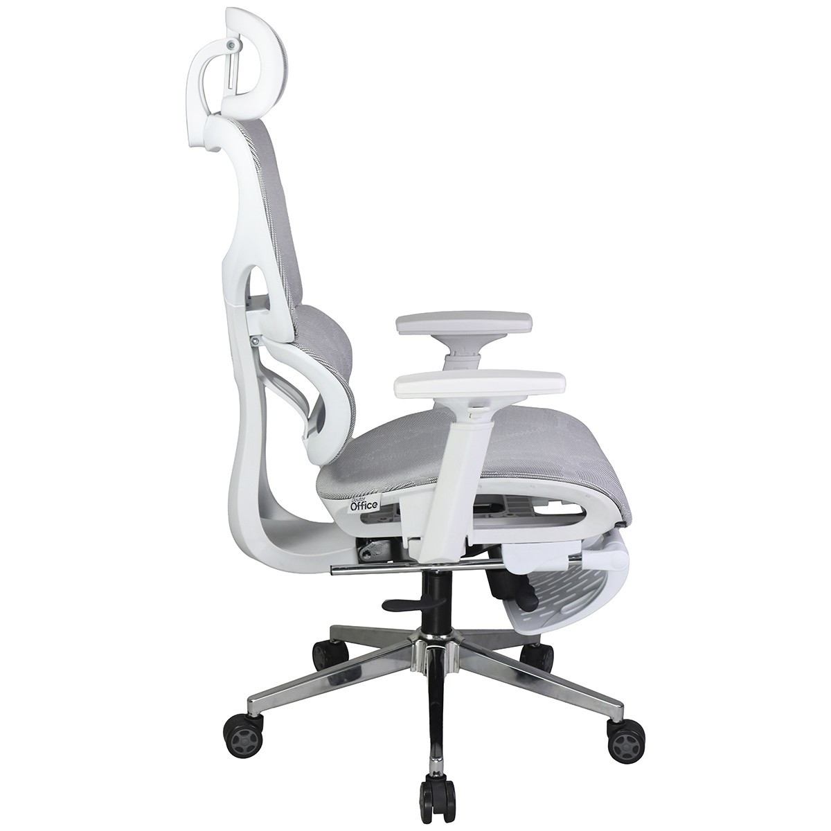 Cadeira de Escritório Dr. Office Master, Mesh, Ajustável, 3D, Cinza e Branca, DR-CH-MTR3DGWF